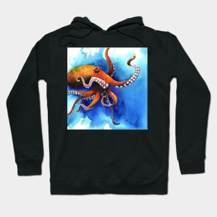 Orange Octopus Drifts Into the Blue Hoodie